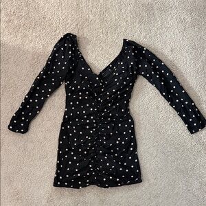 ASOS Black Polka Dot Long Sleeve Dress